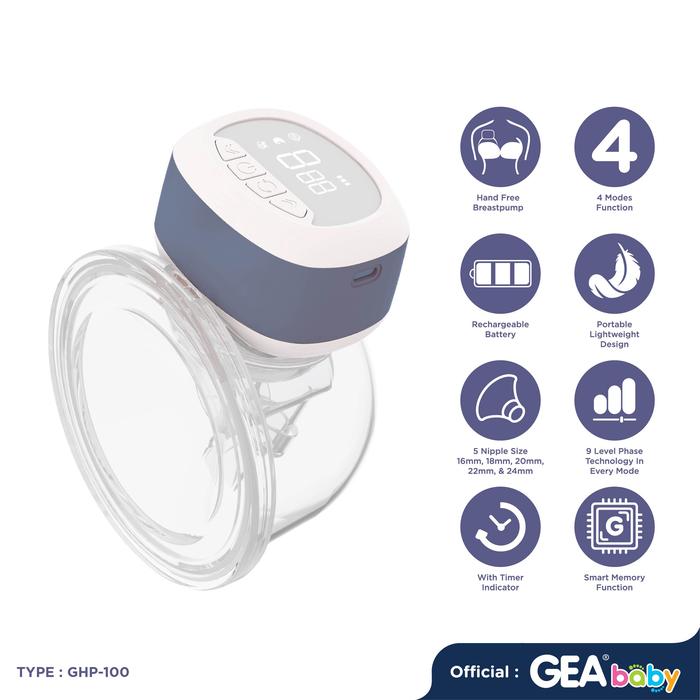 GEA BABY Cello Veola GHP-100 Handsfree Breast Pump - Rose 2