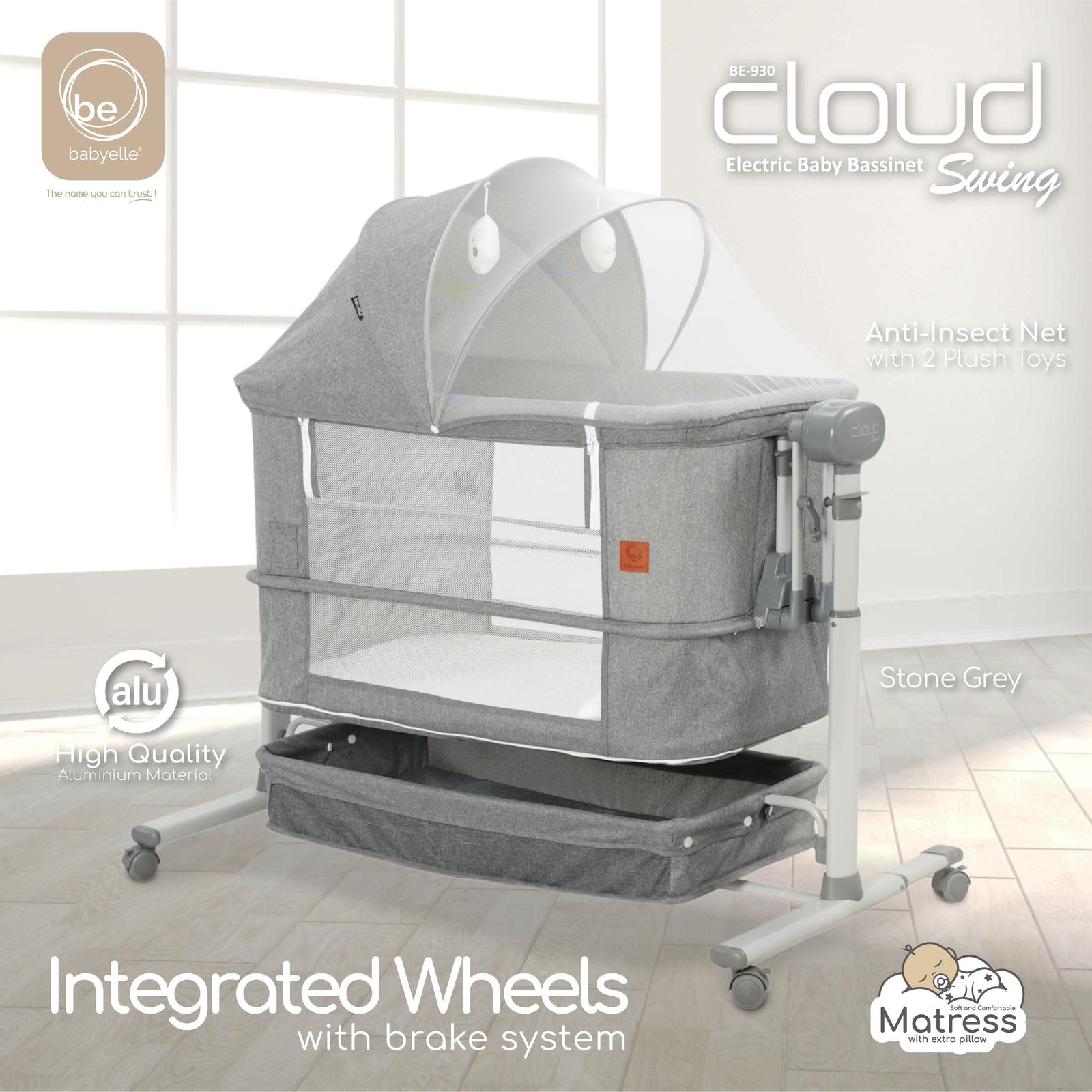 Babyelle Cloud Swing Bedside Crib Box Bayi –  Grey