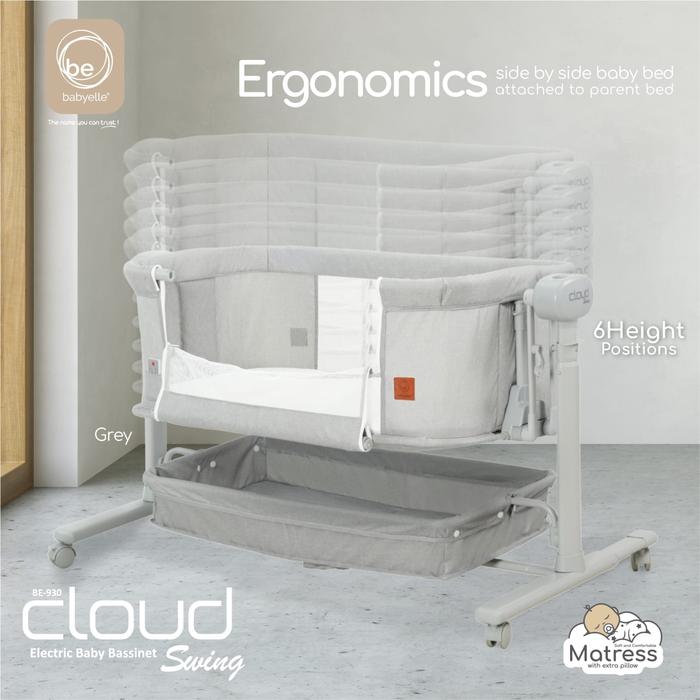 Babyelle Cloud Swing Bedside Crib Box Bayi –  Grey 2