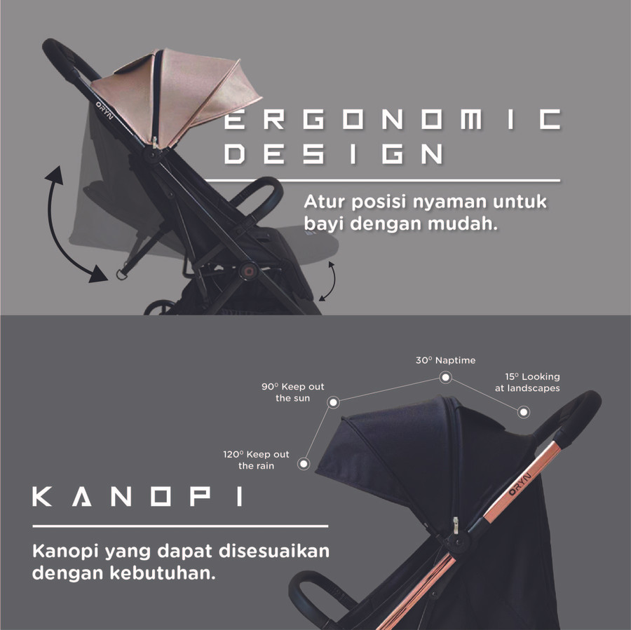 GEA Baby ORYN Gravity G2 Auto Fold Stroller – Just Grey 3