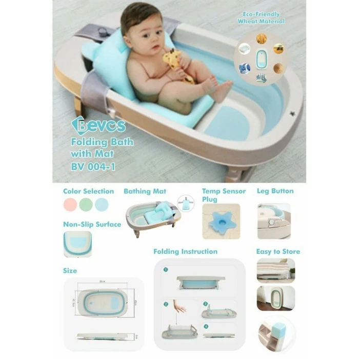 Bevos Folding Bath With Mat / Bath Tub – Blue 3